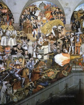 Diego Rivera Painting - la historia de mexico 1935 3 diego rivera